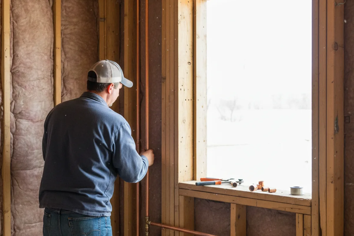 Licensed plumber running new copper supply lines in a Cleveland home